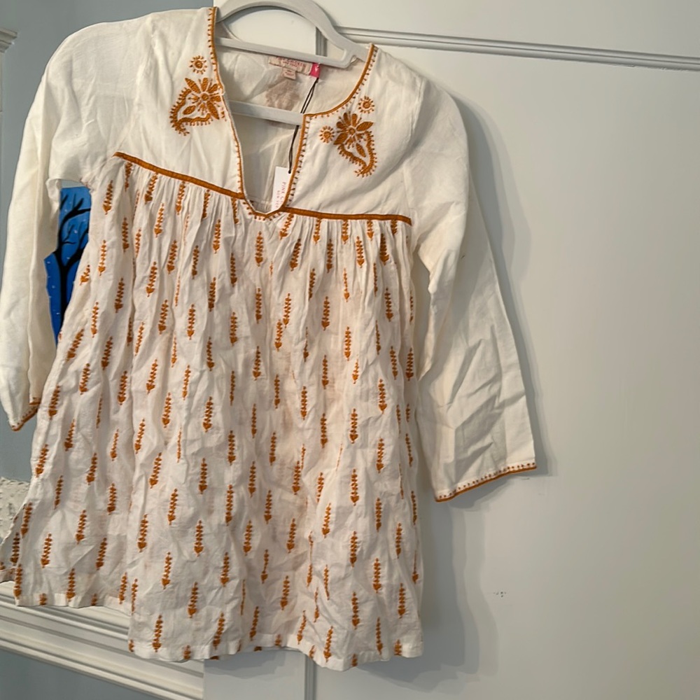 Girl embroidered tunic coverup from pink chicken in size 10.